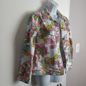 Anthropologie Analogy Jacket Womens Small Floral Retro Spring Lightweight Blazer